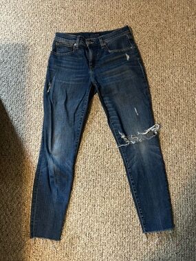 Lucky Dark Blue Distressed Women's Skinny Jeans